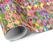 mehrfarbiges Friedenssymbolmuster Geschenkpapier (Rolleneckpunkt)
