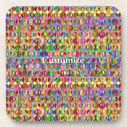 mehrfarbiges Friedenssymbolmuster Getränkeuntersetzer (Vorderseite)