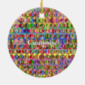 mehrfarbiges Friedenssymbolmuster Keramik Ornament (Hinten)