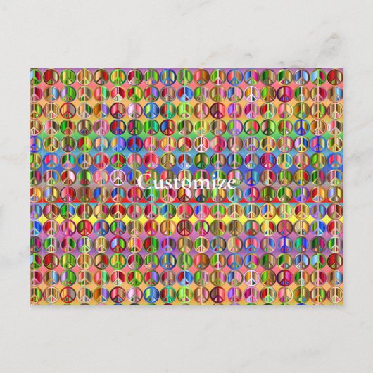 mehrfarbiges Friedenssymbolmuster Postkarte (Vorderseite)