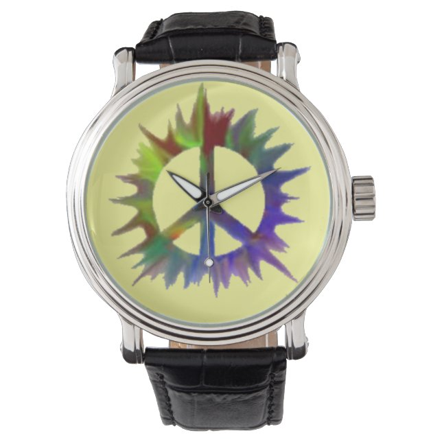 mehrfarbiges Friedenszeichen Armbanduhr (Vorderseite)
