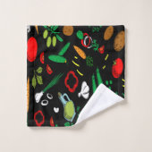 Mehrfarbiges Gemüse Design Badetuch Set (Waschlappen)