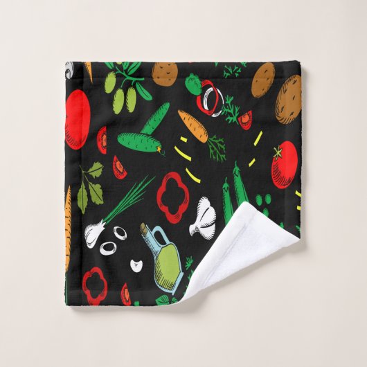 Mehrfarbiges Gemüse Design Badetuch Set (Waschlappen)