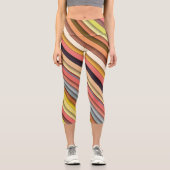Mehrfarbiges geometrisches, einfaches Banddesign Capri Leggings (Vorderseite)