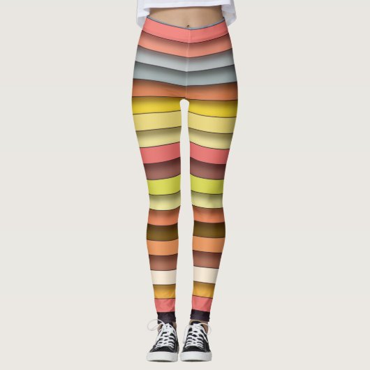 Mehrfarbiges geometrisches, einfaches Banddesign Leggings (Vorderseite)