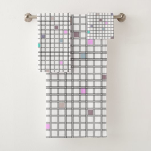 mehrfarbiges geometrisches Prüfmuster Badhandtuch Set (Insitu)
