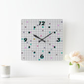 mehrfarbiges geometrisches Prüfmuster Quadratische Wanduhr (Zuhause)