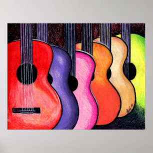 mehrfarbiges Gitarrenposter von Loni Poster