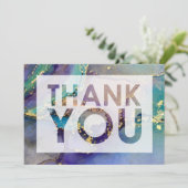 Mehrfarbiges Gold Liquid Abstrakt Art & Cutout Dankeskarte (Stehend Vorderseite)