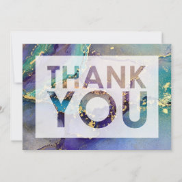 Mehrfarbiges Gold Liquid Abstrakt Art & Cutout Dankeskarte