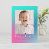 mehrfarbiges Gradient Osterfest-Foto Feiertagskarte (Stehend Vorderseite)