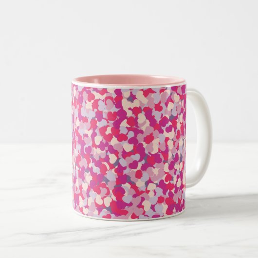 Mehrfarbiges Herz Confetti2 Zweifarbige Tasse (VorderseiteRechts)
