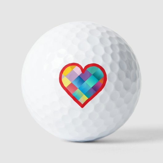 Mehrfarbiges Herzdesign Golfball (Vorderseite)