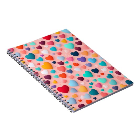 mehrfarbiges Herzmuster Notizblock (Rechte Seite)