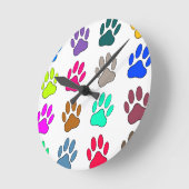 Mehrfarbiges Hundepaw-Druckmuster Runde Wanduhr (Winkel)