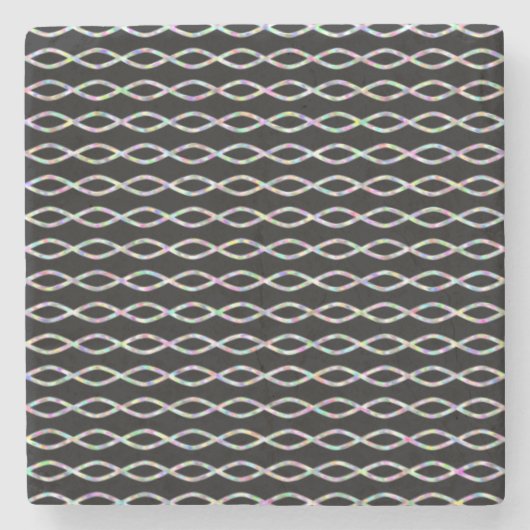 Mehrfarbiges Kette Ähnliches Muster (schwarzer Steinuntersetzer (Vorderseite)