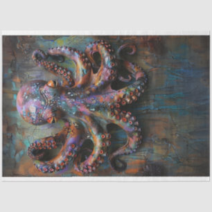 mehrfarbiges, lebendiges Oktopus-Dekoupage Seidenpapier