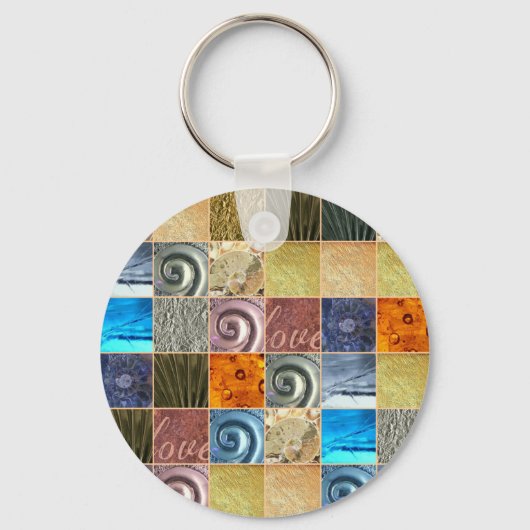 mehrfarbiges Liebe Mosaik Patchwork Schlüsselanhänger (Vorderseite)