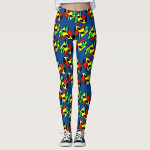 Mehrfarbiges Musiknoten-Herzmuster Leggings