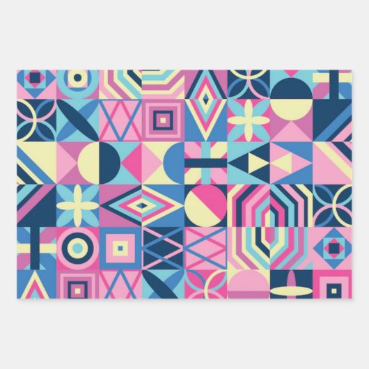 mehrfarbiges Muster Geschenkpapier Set (Vorderseite 3)