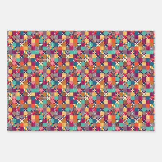 mehrfarbiges Muster Geschenkpapier Set (Vorderseite)