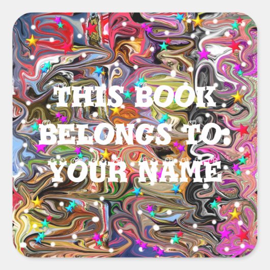 Mehrfarbiges Muster mit Sternen Quadratischer Aufkleber (Vorderseite)