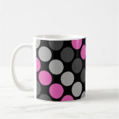 Mehrfarbiges Muster Retro Sixties Polka Dots Grau Kaffeetasse (Links)