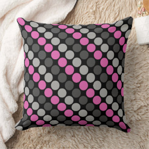 Mehrfarbiges Muster Retro Sixties Polka Dots Grau Kissen