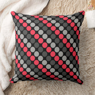 Mehrfarbiges Muster Retro Sixties Polka Dots Grau Kissen