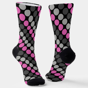 Mehrfarbiges Muster Retro Sixties Polka Dots Grau Socken
