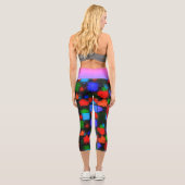 mehrfarbiges Orangenblau Abstraktes Muster Capri Leggings (Rückseite)