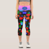 mehrfarbiges Orangenblau Abstraktes Muster Capri Leggings (Vorderseite)