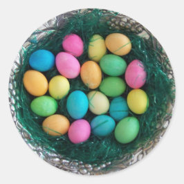 Mehrfarbiges Ostereier Nest Runder Aufkleber