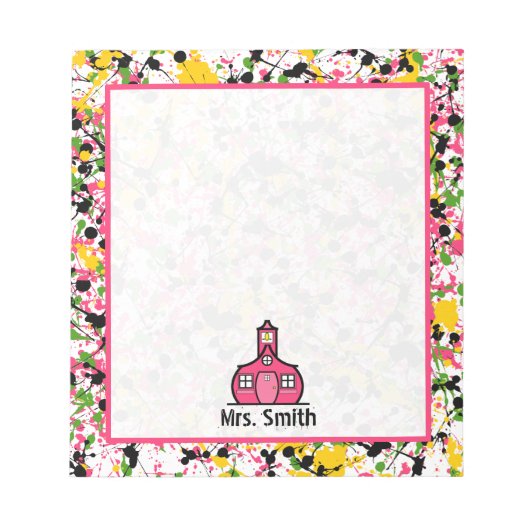 Mehrfarbiges Paint-Spritzer-Lehrer Notepad Notizblock (Vorderseite)