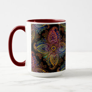 Mehrfarbiges Paisley auf schwarzem Hintergrund Tasse