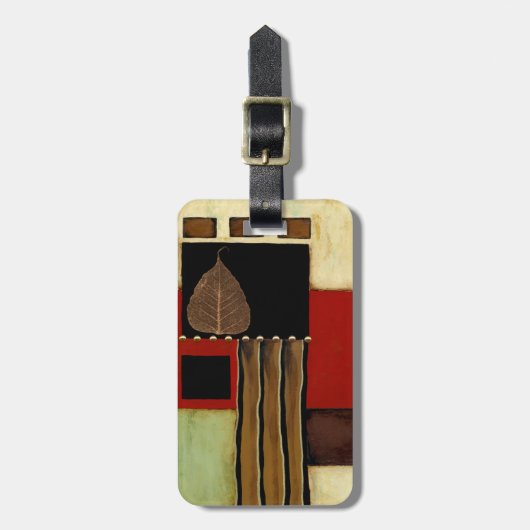 mehrfarbiges Paneelgemälde mit braunem Leaf Gepäckanhänger (Vorderseite vertikal)