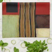 mehrfarbiges Paneelgemälde mit braunem Leaf Geschirrtuch (Gefaltet)