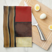 mehrfarbiges Paneelgemälde mit braunem Leaf Geschirrtuch (Viertel Falte)