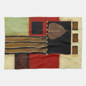 mehrfarbiges Paneelgemälde mit braunem Leaf Geschirrtuch (Horizontal)