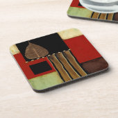 mehrfarbiges Paneelgemälde mit braunem Leaf Getränkeuntersetzer (Linke Seite)