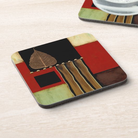 mehrfarbiges Paneelgemälde mit braunem Leaf Getränkeuntersetzer (Linke Seite)