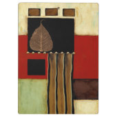 mehrfarbiges Paneelgemälde mit braunem Leaf Klemmbrett (Rückseite)