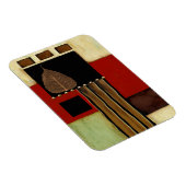 mehrfarbiges Paneelgemälde mit braunem Leaf Magnet (Rechte Seite)