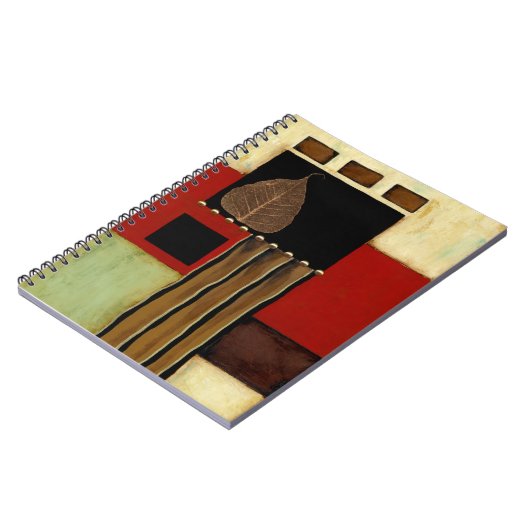 mehrfarbiges Paneelgemälde mit braunem Leaf Notizblock (Linke Seite)