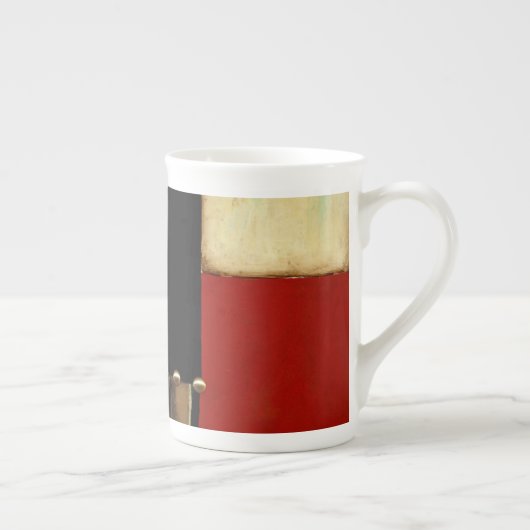 mehrfarbiges Paneelgemälde mit braunem Leaf Porzellantasse (Rechts)