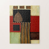 mehrfarbiges Paneelgemälde mit braunem Leaf Puzzle (Vertikal)