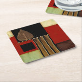 mehrfarbiges Paneelgemälde mit braunem Leaf Rechteckiger Pappuntersetzer (angewinkelt)