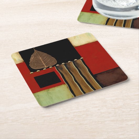 mehrfarbiges Paneelgemälde mit braunem Leaf Rechteckiger Pappuntersetzer (angewinkelt)