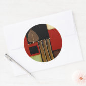 mehrfarbiges Paneelgemälde mit braunem Leaf Runder Aufkleber (Umschlag)