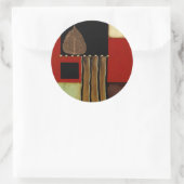 mehrfarbiges Paneelgemälde mit braunem Leaf Runder Aufkleber (Tasche)